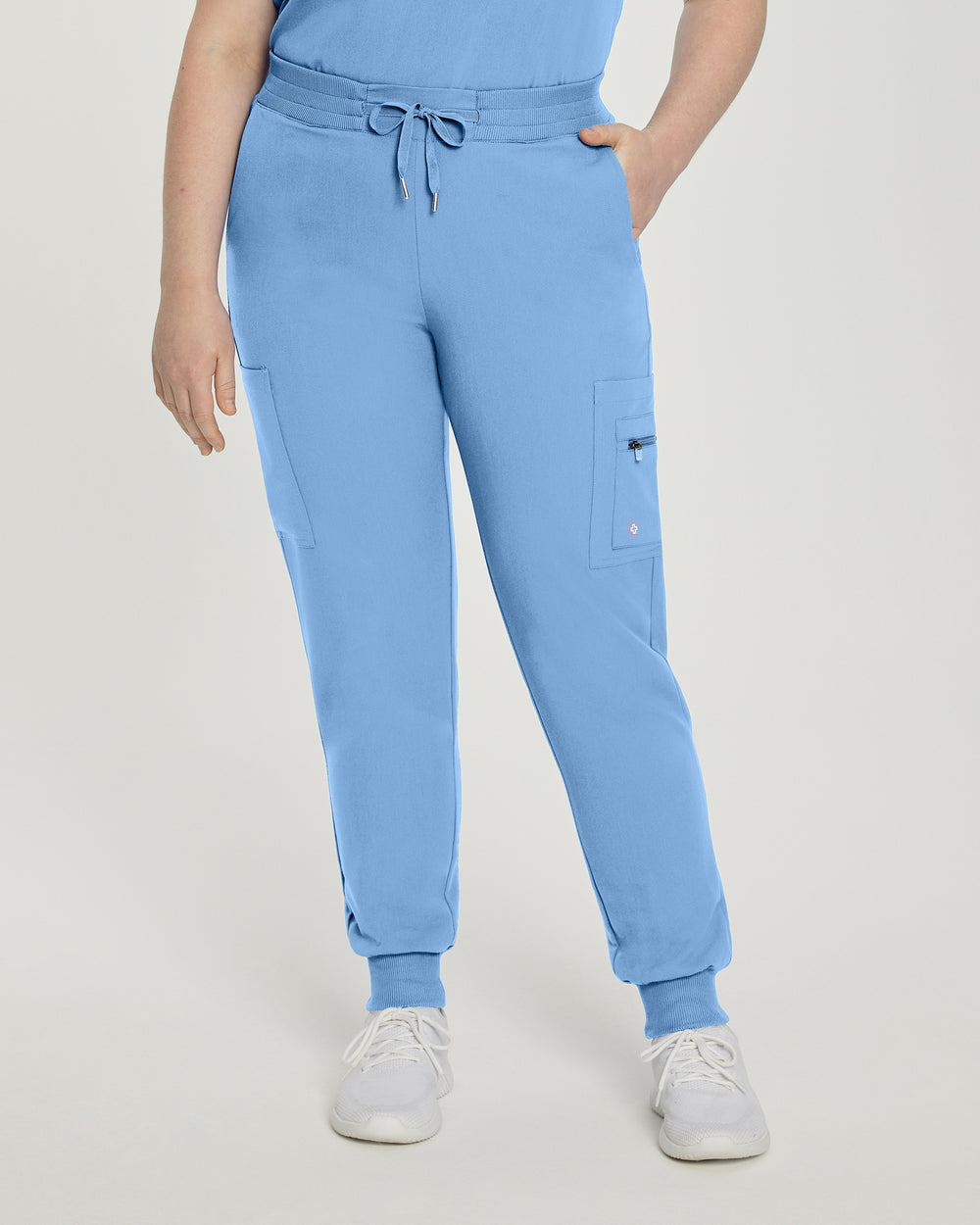 380P Zipped White Cross V-Tess Women's Petite Jogger Pant