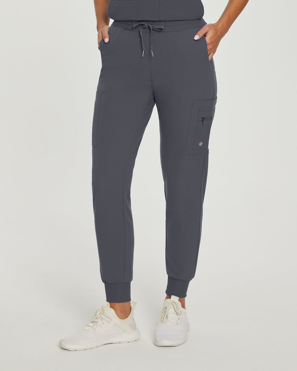 380P Zipped White Cross V-Tess Women's Petite Jogger Pant