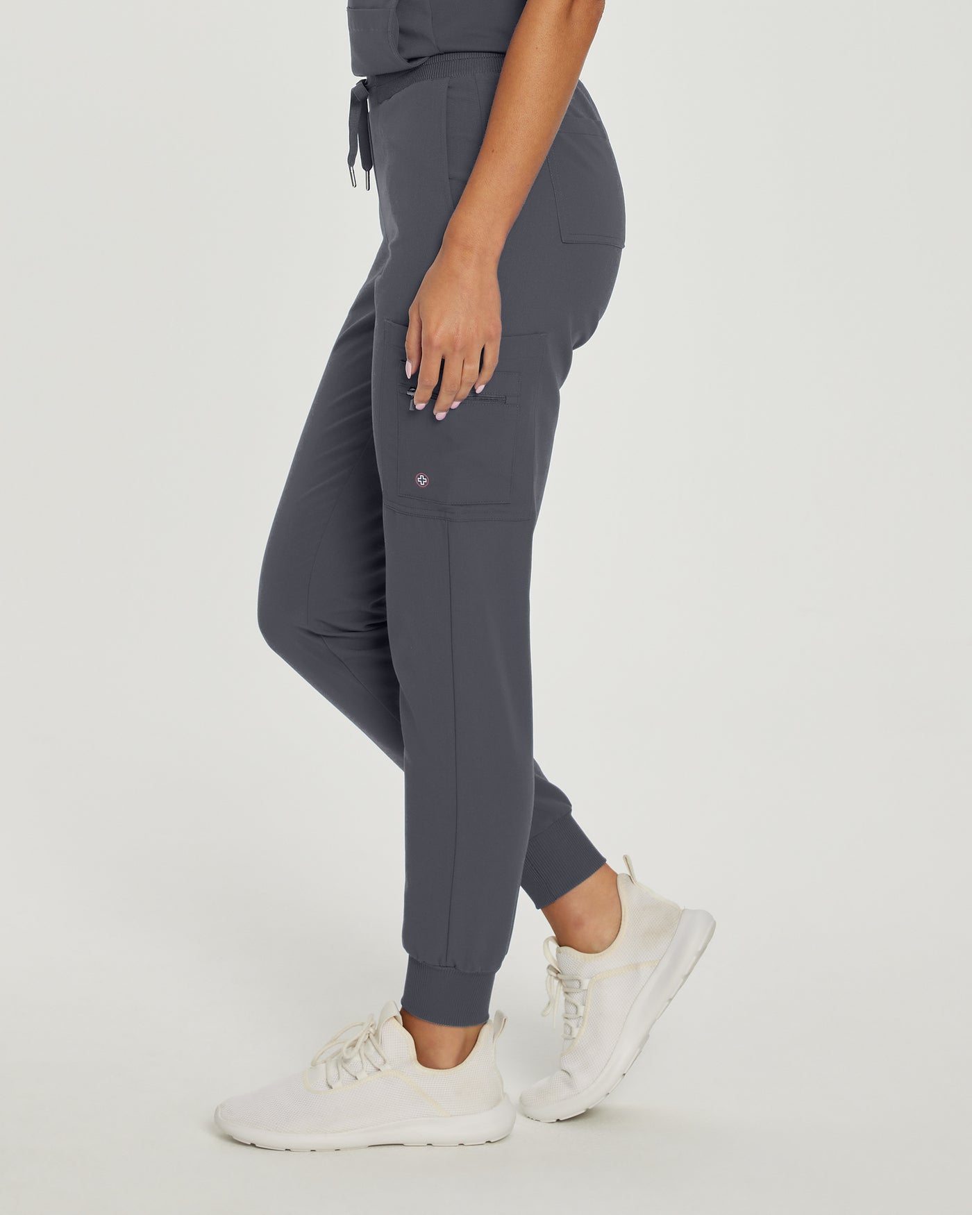 380P Zipped White Cross V-Tess Women's Petite Jogger Pant