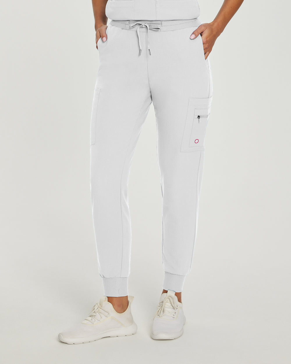380P Zipped White Cross V-Tess Women's Petite Jogger Pant