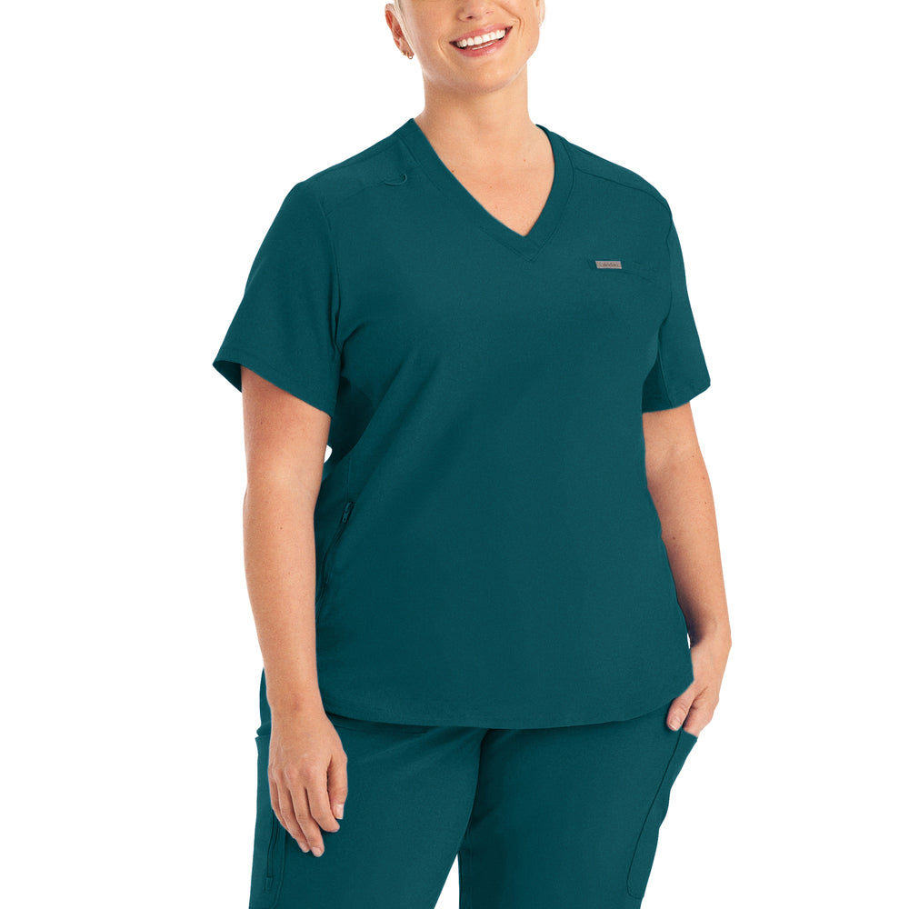 Landau Forward Women's Curved Hem Tuck-In V-Neck Top