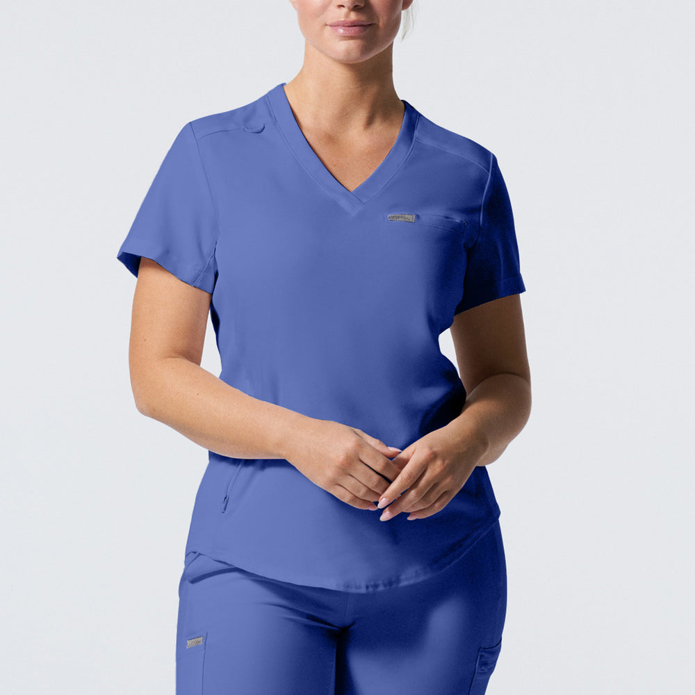 Landau Forward Women's Curved Hem Tuck-In V-Neck Top