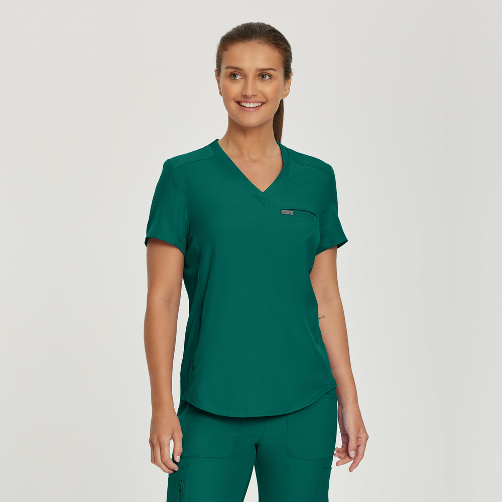 Landau Forward Women's Curved Hem Tuck-In V-Neck Top