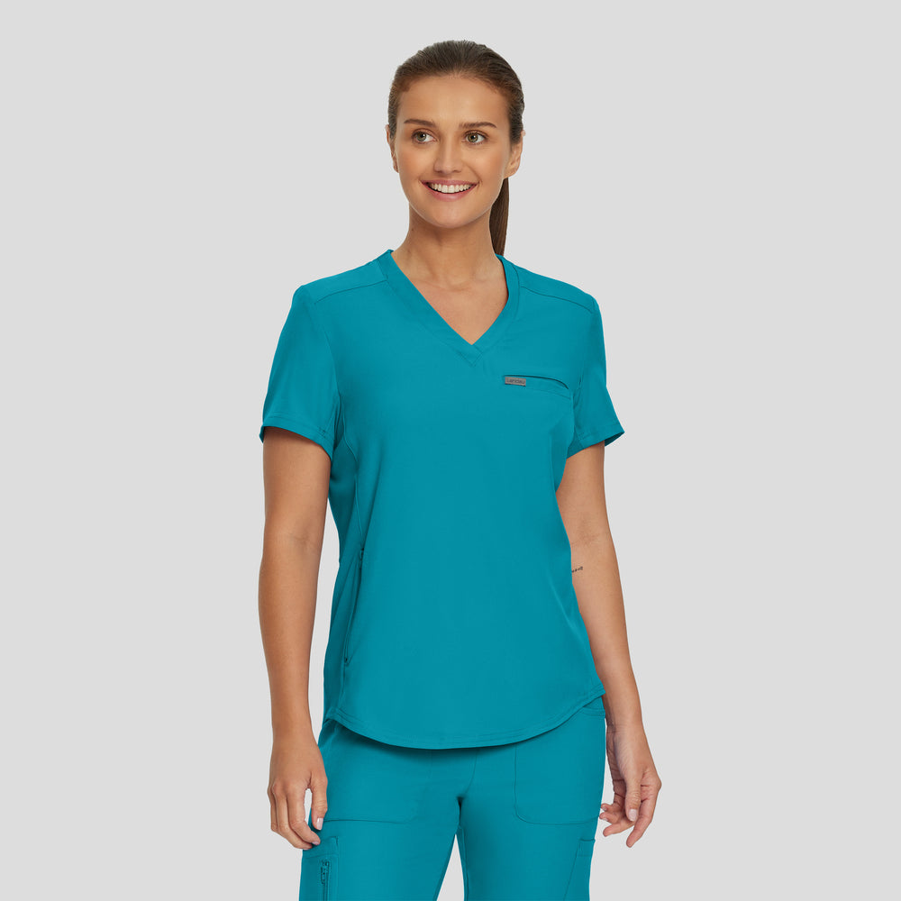 LT101 - Landau Forward (Additional Colors) Women's Curved Hem Tuck-In V-Neck Top