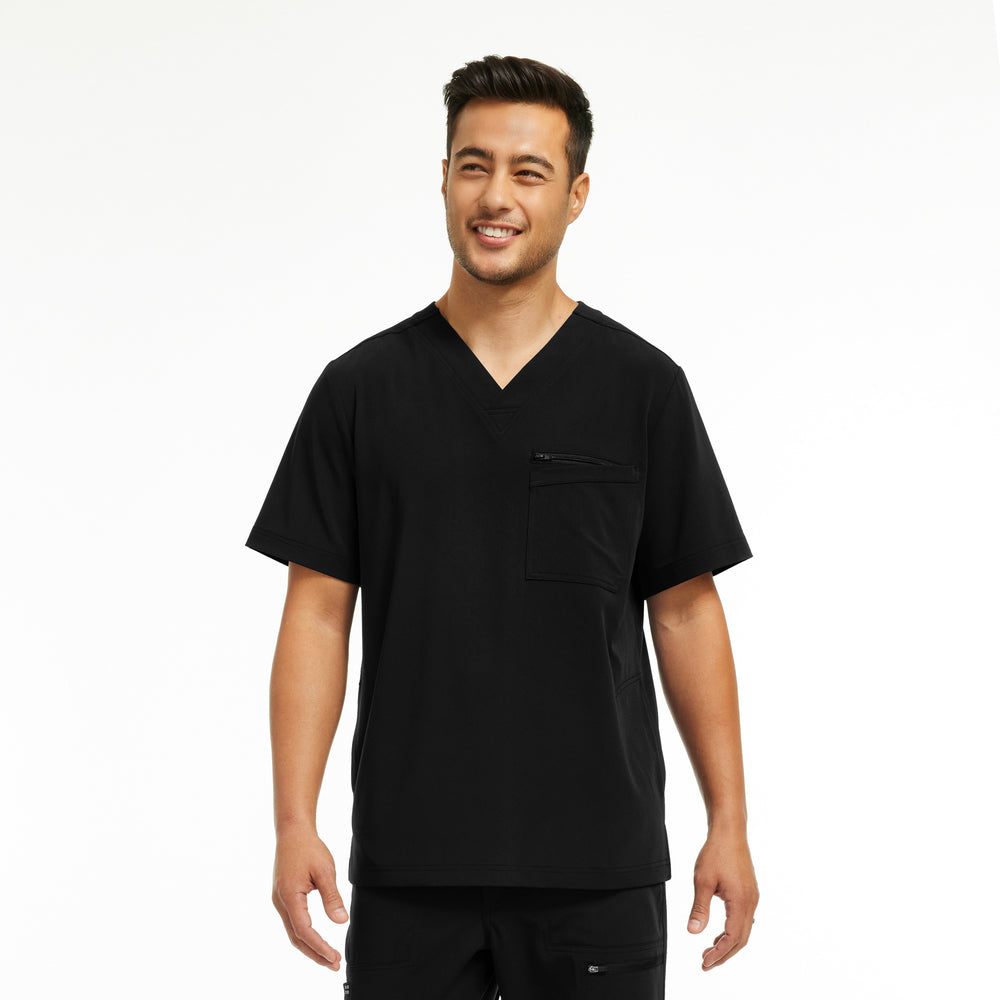 WT151 White Cross CRFT Men's 3-Pocket V-neck Scrub Top
