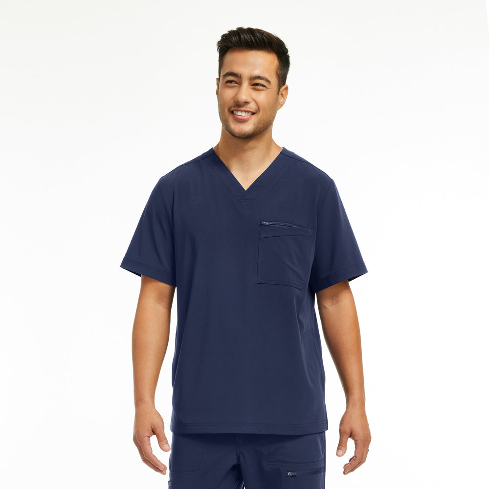 WT151 White Cross CRFT Men's 3-Pocket V-neck Scrub Top