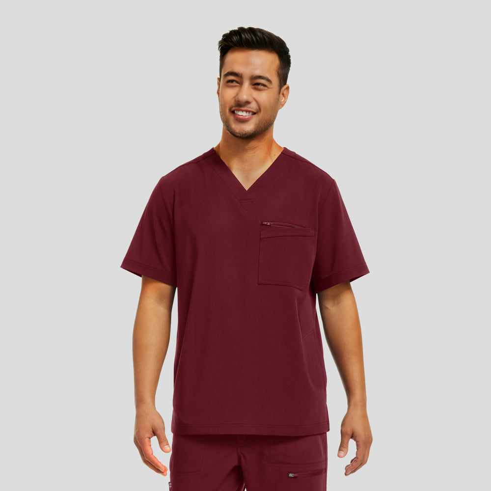 WT151 White Cross CRFT Men's 3-Pocket V-neck Scrub Top