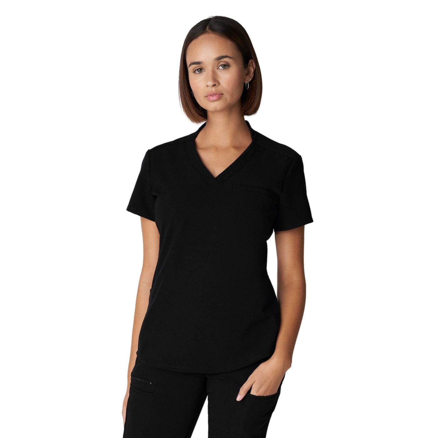 WT110 White Cross V-Tess Women's Jersey Knit Contrast Scrub Top