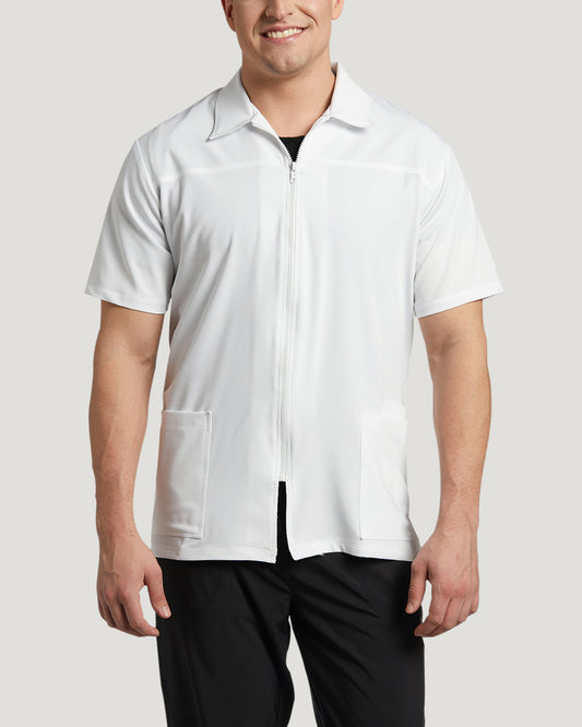 *Last Few* White Cross Collar Neckline Men's Labcoat