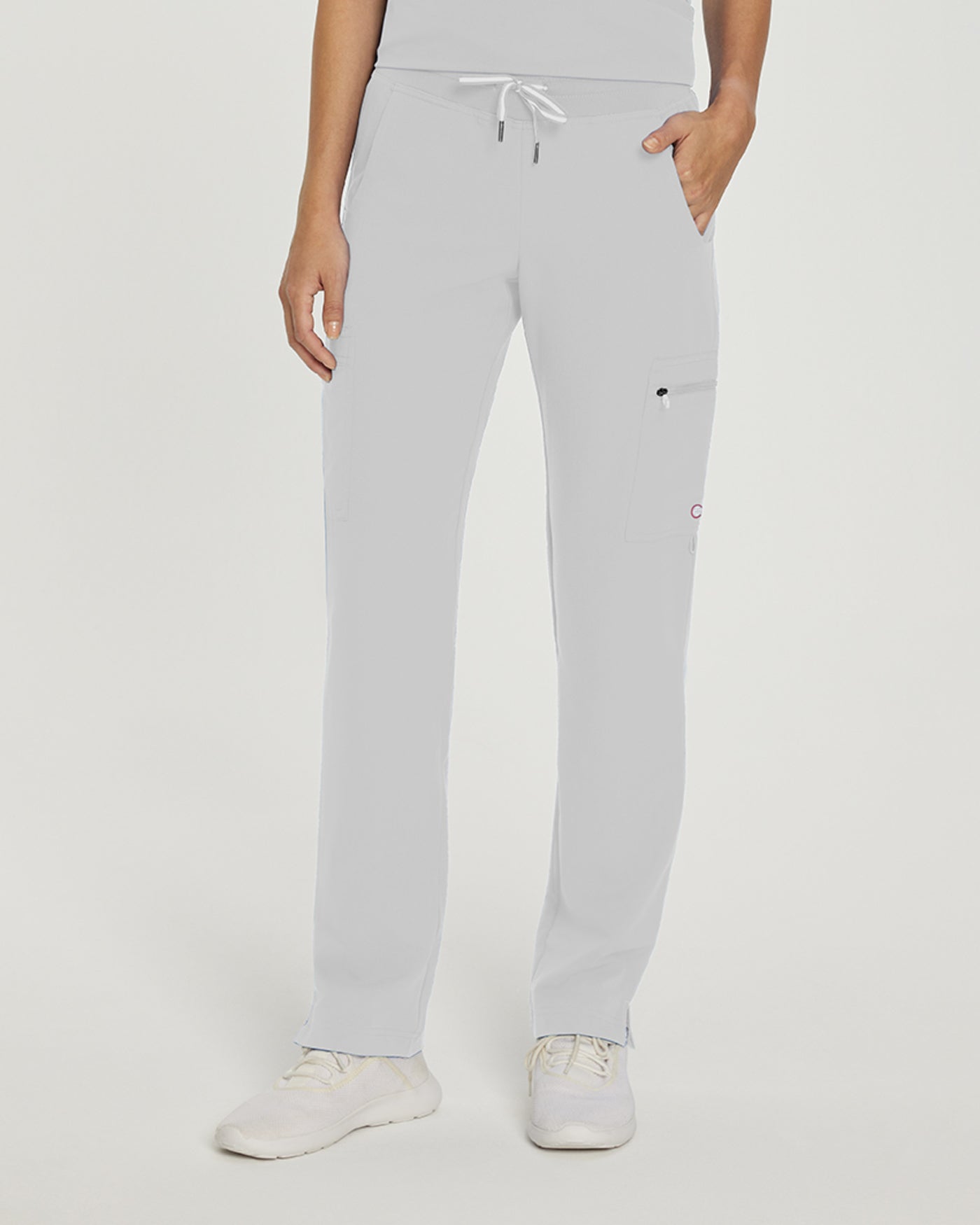 White Cross V-Tess Straight-Leg 6-Pockets Scrub Pant - Petite