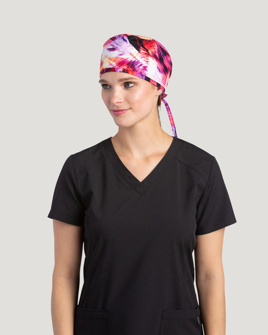 LEOPARD INFERNO White Cross Cotton Scrub Cap