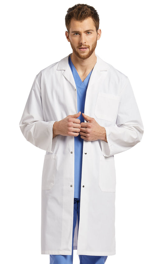 Unisex White Cross Lab Coat with Snap Closure Buttons