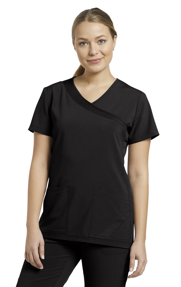 748 Mock Wrap Women's Solid FIT Scrub Top *Last Few*