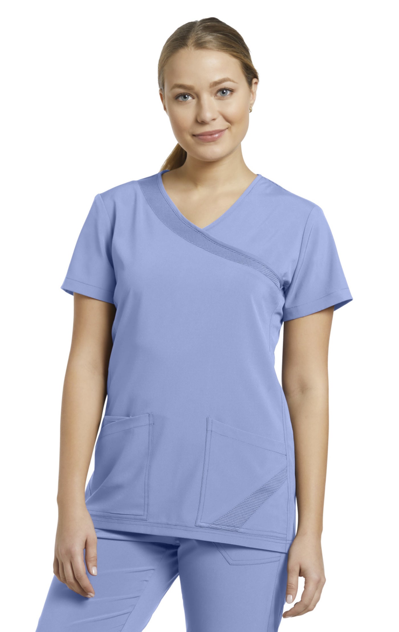748 Mock Wrap Women's Solid FIT Scrub Top *Last Few*
