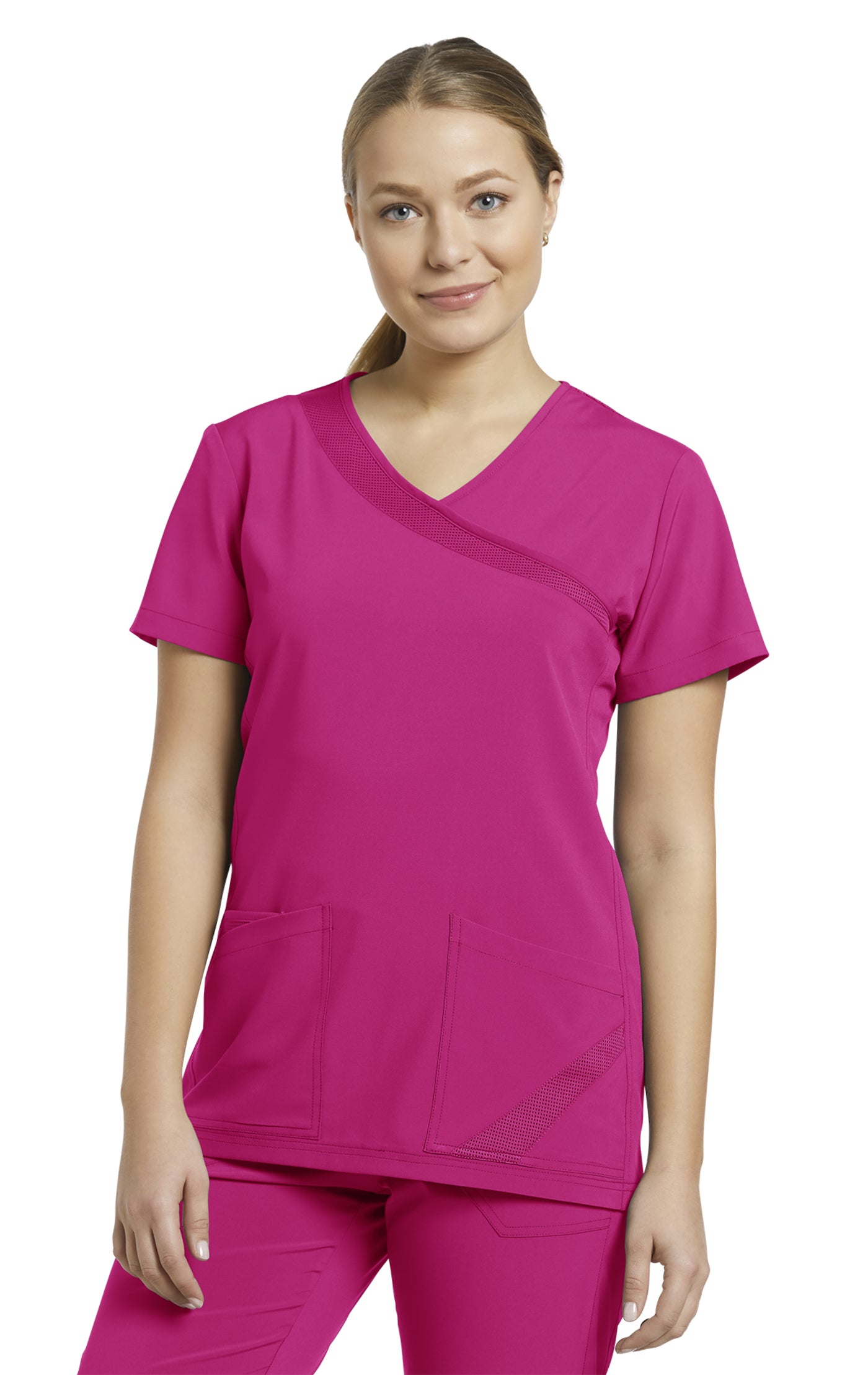 748 Mock Wrap Women's Solid FIT Scrub Top *Last Few*