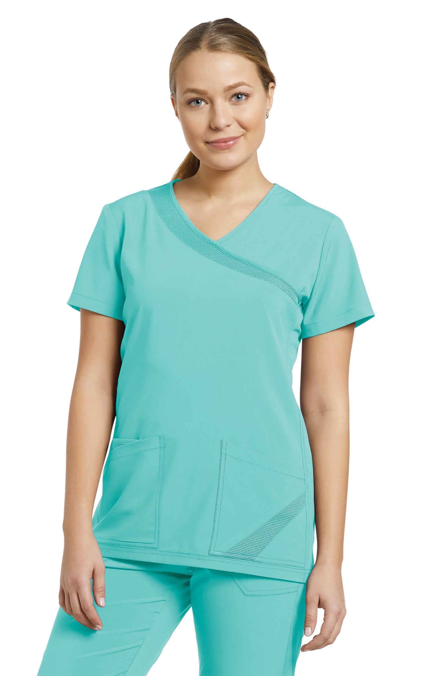 748 Mock Wrap Women's Solid FIT Scrub Top *Last Few*