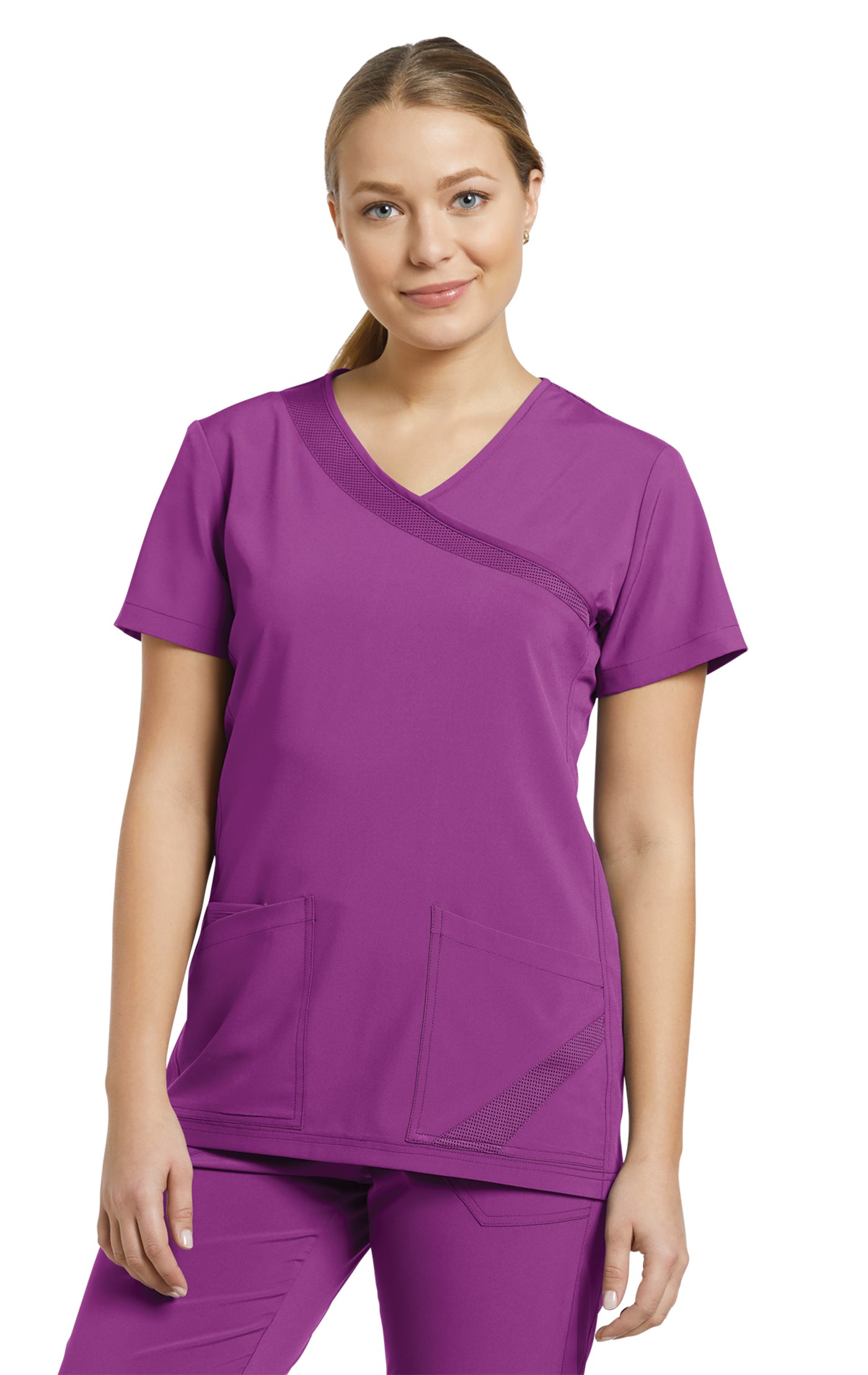 748 Mock Wrap Women's Solid FIT Scrub Top *Last Few*