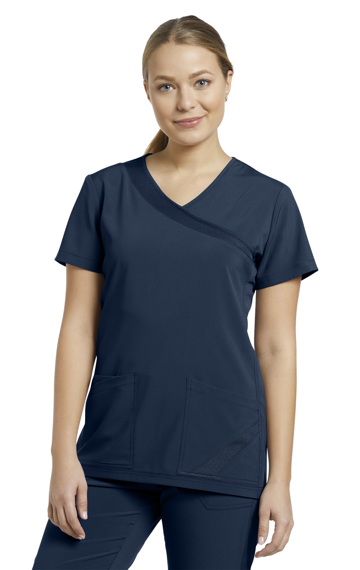 748 Mock Wrap Women's Solid FIT Scrub Top *Last Few*