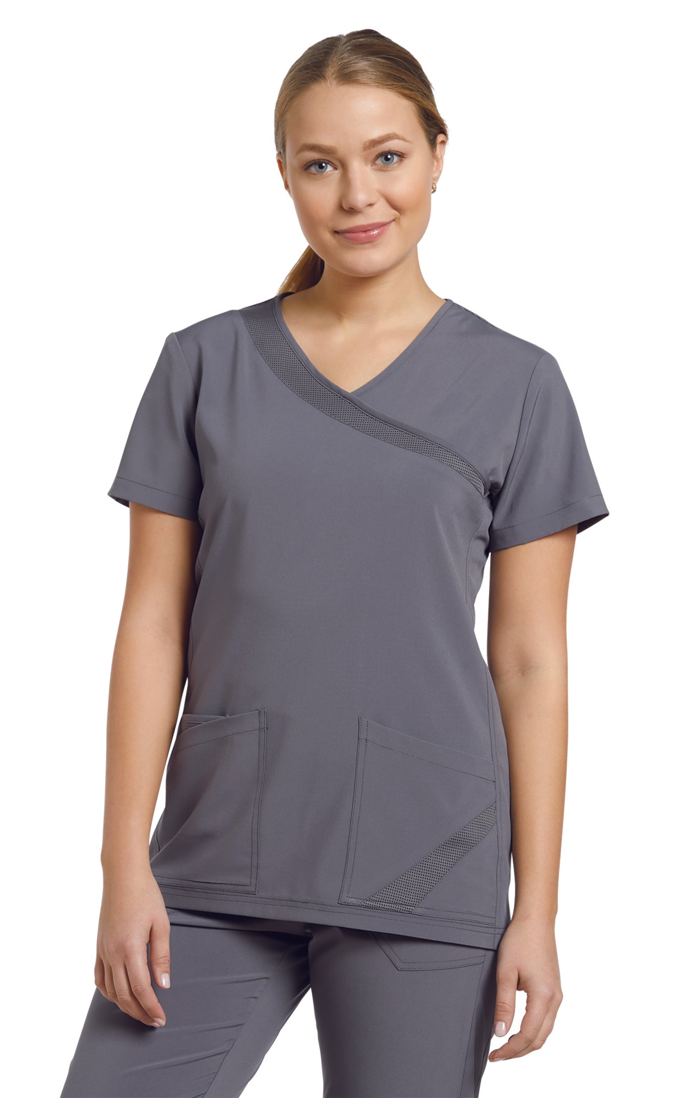 748 Mock Wrap Women's Solid FIT Scrub Top *Last Few*