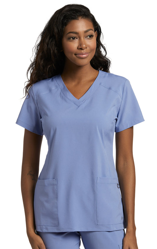 White Cross FIT V-Neck Women's Scrub Top