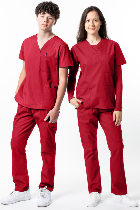 *Last Few* Unisex Classic Brushed Cotton V-neck Scrub Top