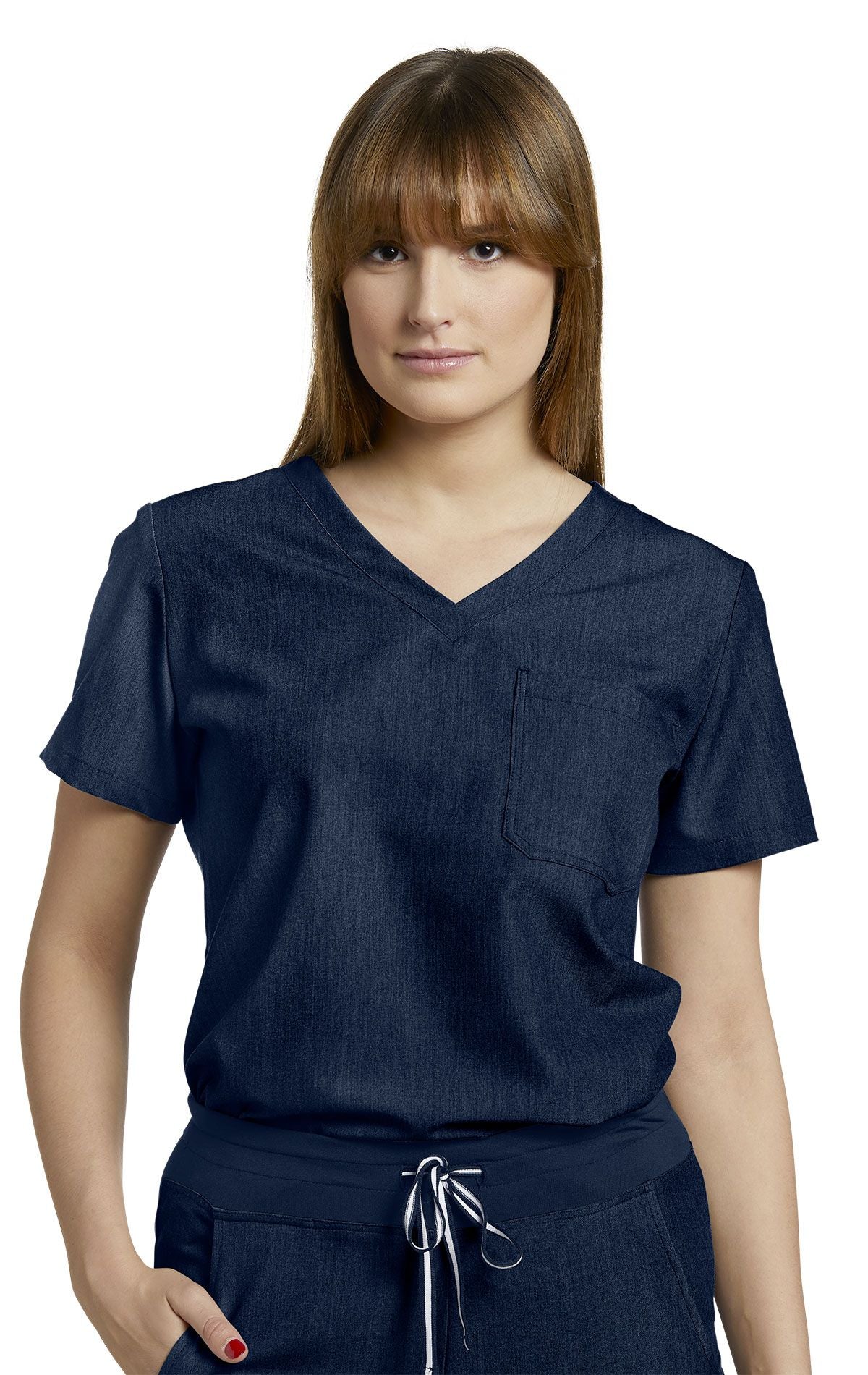 White Cross V-Tess Women's One-Pocket V-Neck Scrub Top