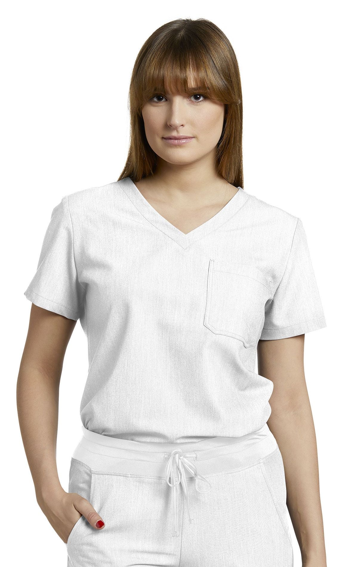 White Cross V-Tess Women's One-Pocket V-Neck Scrub Top
