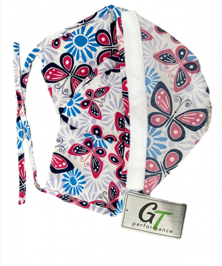 White with Magenta Butterflies Medical Scrub Cap 1252WH