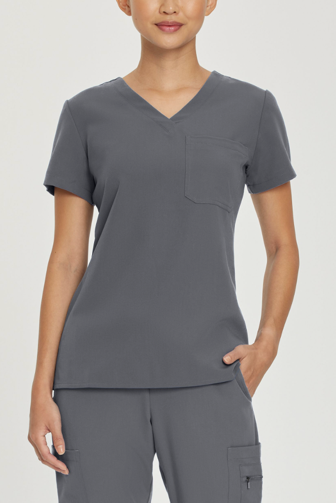 White Cross V-Tess Women's One-Pocket V-Neck Scrub Top