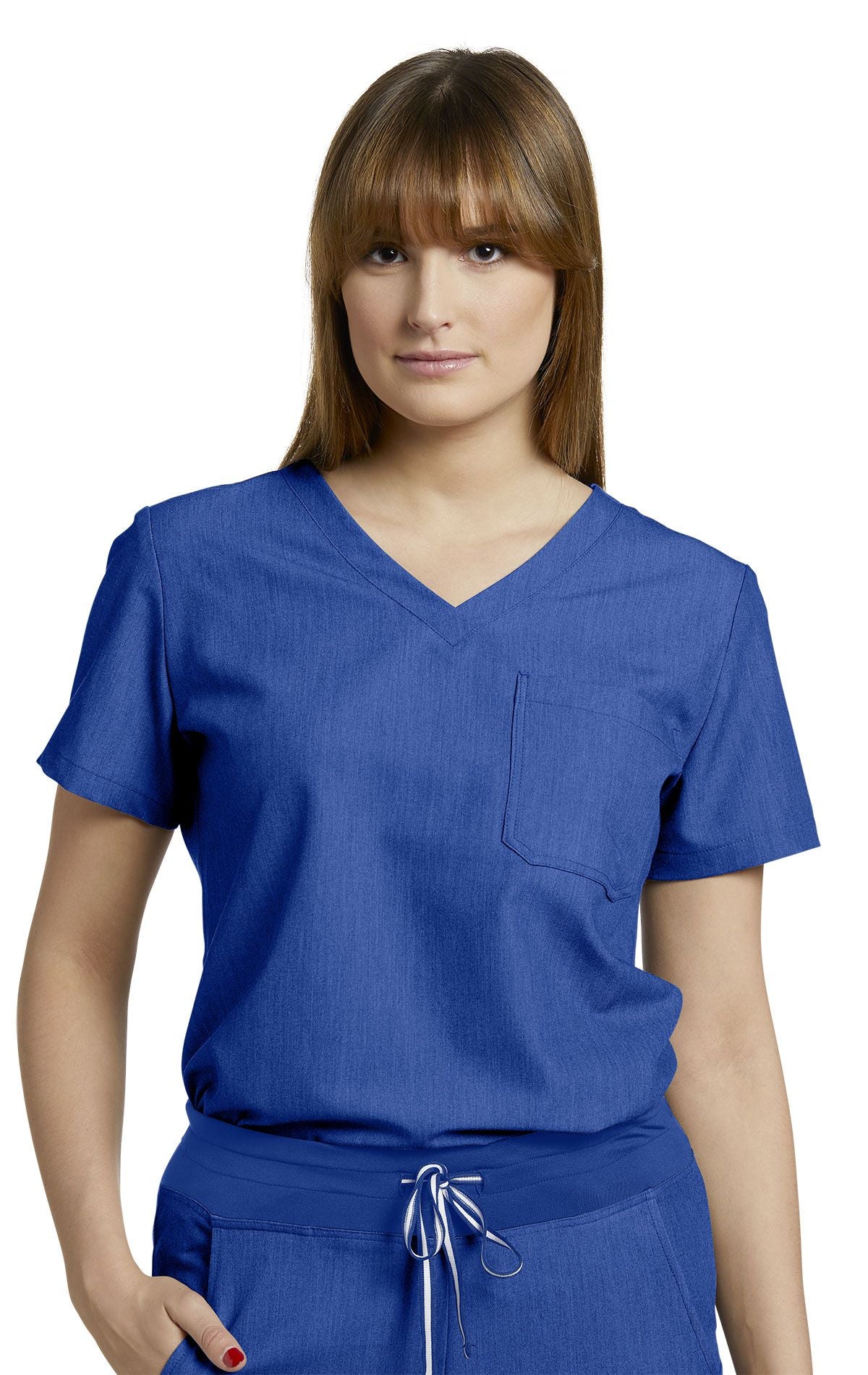 White Cross V-Tess Women's One-Pocket V-Neck Scrub Top