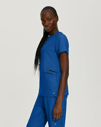 White Cross V-Tess Women's V-Neck Top With Zip Pocket