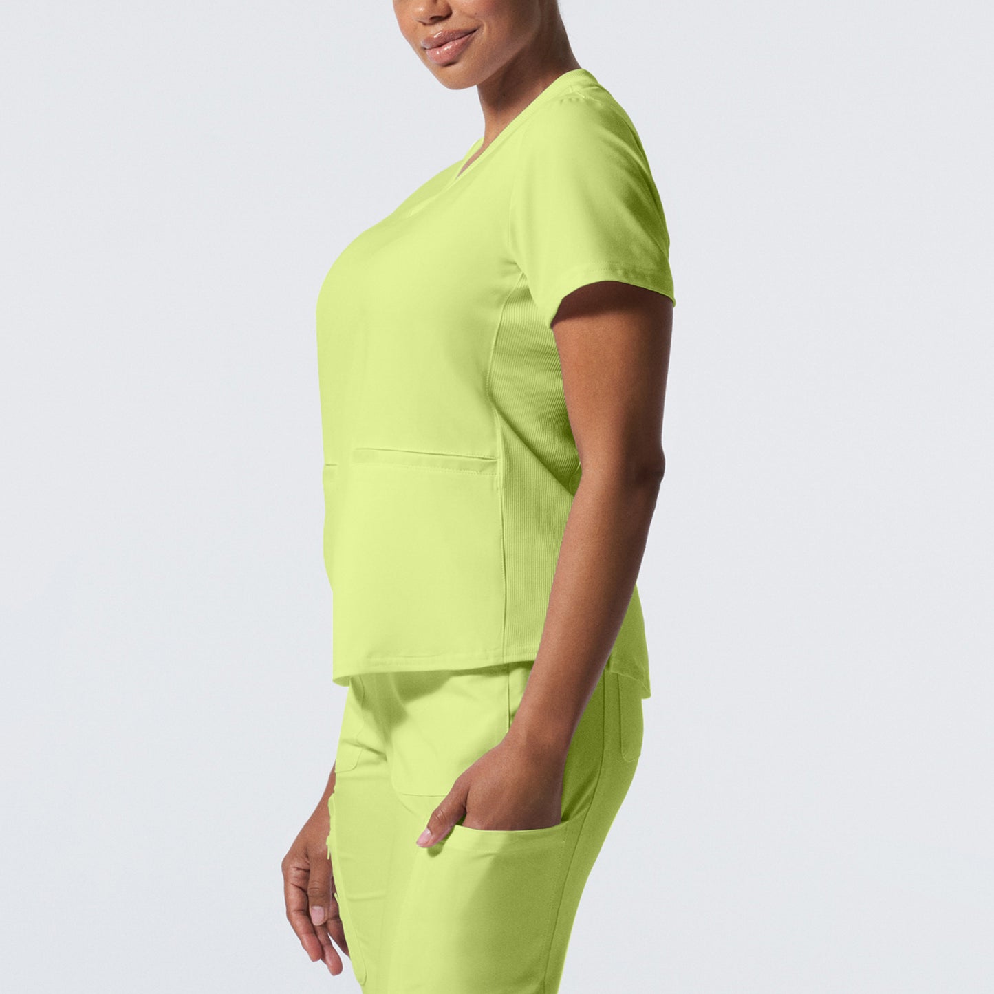 LT100 White Cross Landau Forward - Rib Knit V-neck Top