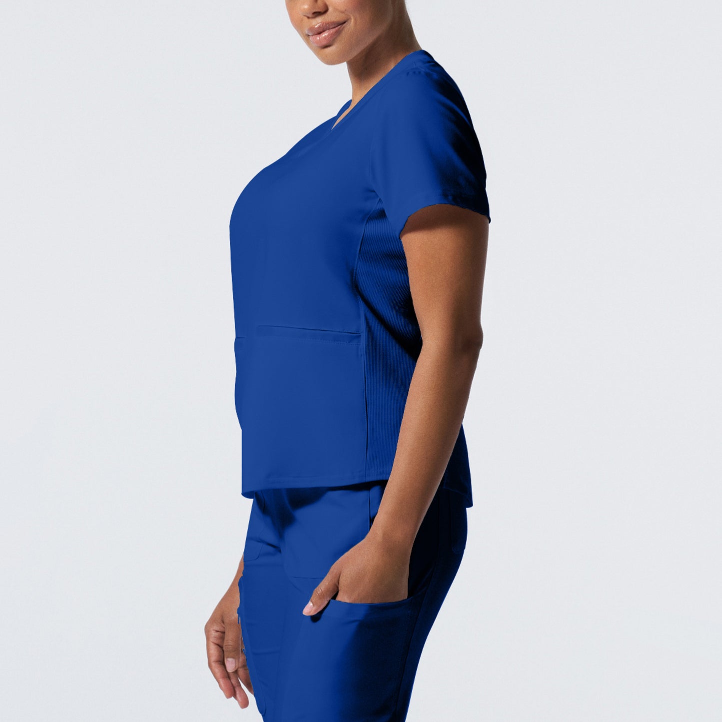 LT100 White Cross Landau Forward - Rib Knit V-neck Top