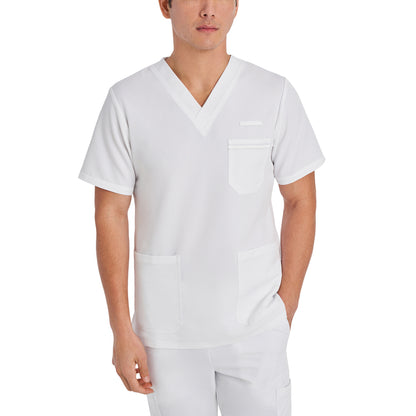 2207 Men's Detailed Scrub Top V-Tess