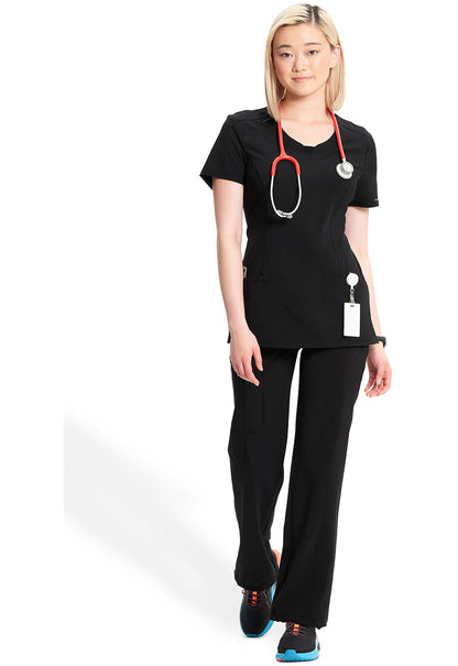 2624A- ( Core colour ) Women's Split Round Neck Solid Scrub Top