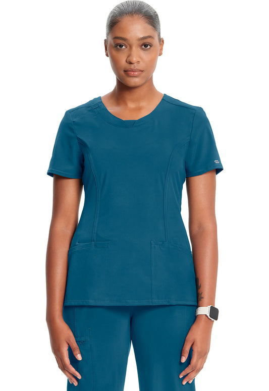 2624A- ( Core colour ) Women's Split Round Neck Solid Scrub Top