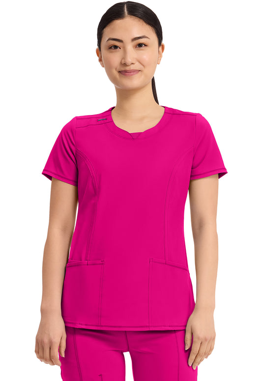 2624A- ( Additional colour) Women's Split Round Neck Solid Scrub Top