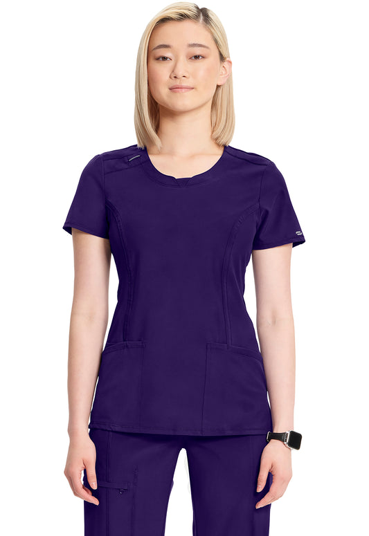 2624A- ( Additional colour) Women's Split Round Neck Solid Scrub Top