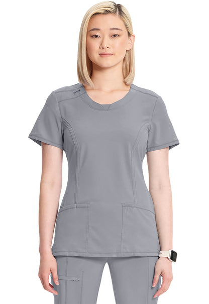 2624A- ( Core colour ) Women's Split Round Neck Solid Scrub Top