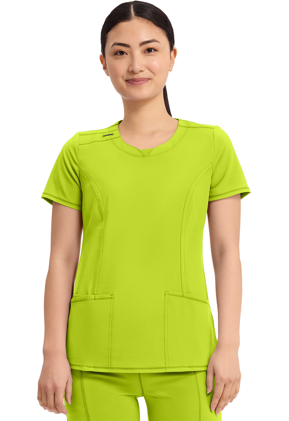 2624A- ( Additional colour) Women's Split Round Neck Solid Scrub Top