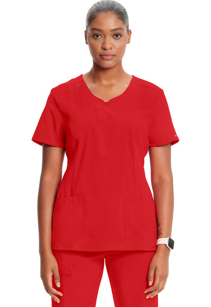 2624A- ( Core colour ) Women's Split Round Neck Solid Scrub Top