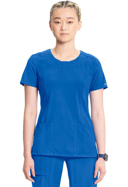 2624A- ( Core colour ) Women's Split Round Neck Solid Scrub Top