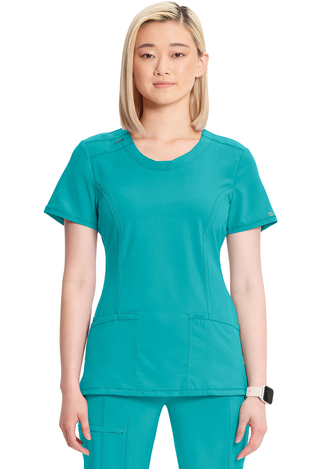 2624A- ( Additional colour) Women's Split Round Neck Solid Scrub Top