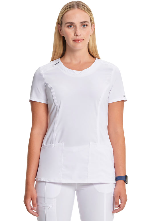 2624A- ( Core colour ) Women's Split Round Neck Solid Scrub Top