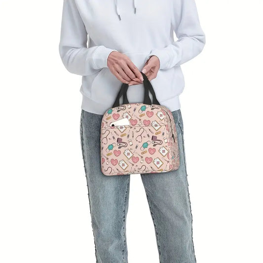 Mini Medical-Themed  Nurse Bag/Hand Bag/ Lunch Bag with Full Front Pocket