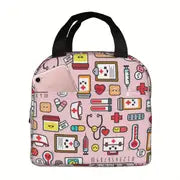 Mini Medical-Themed  Nurse Bag/Hand Bag/ Lunch Bag with Full Front Pocket
