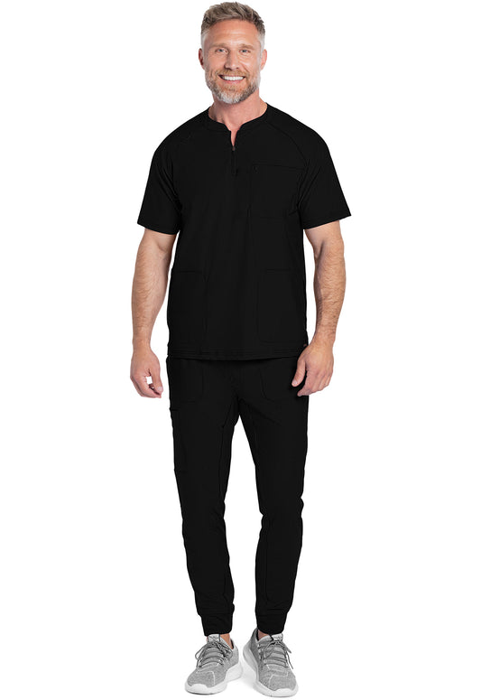 Ck812-Men's Quarter Zip Henley Scrub Top