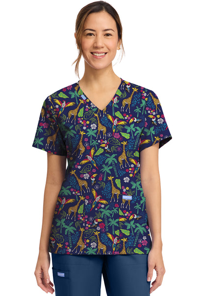 Cherokee - Women's Printed V-Neck Top