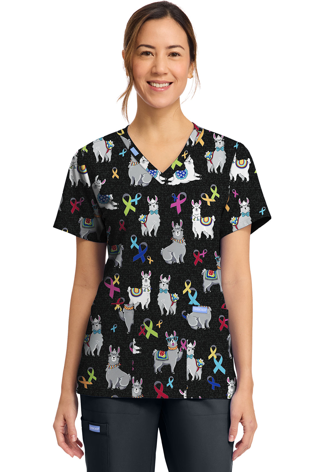 Cherokee - Women's Printed V-Neck Top