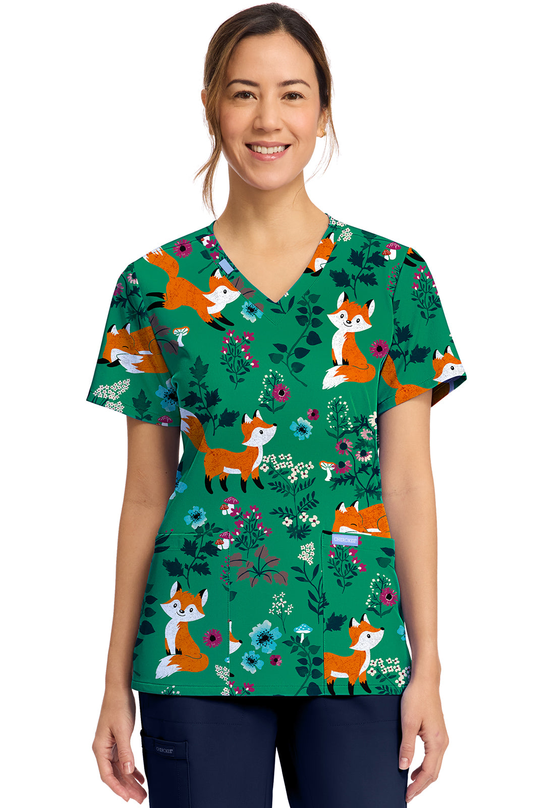 Cherokee - Women's Printed V-Neck Top